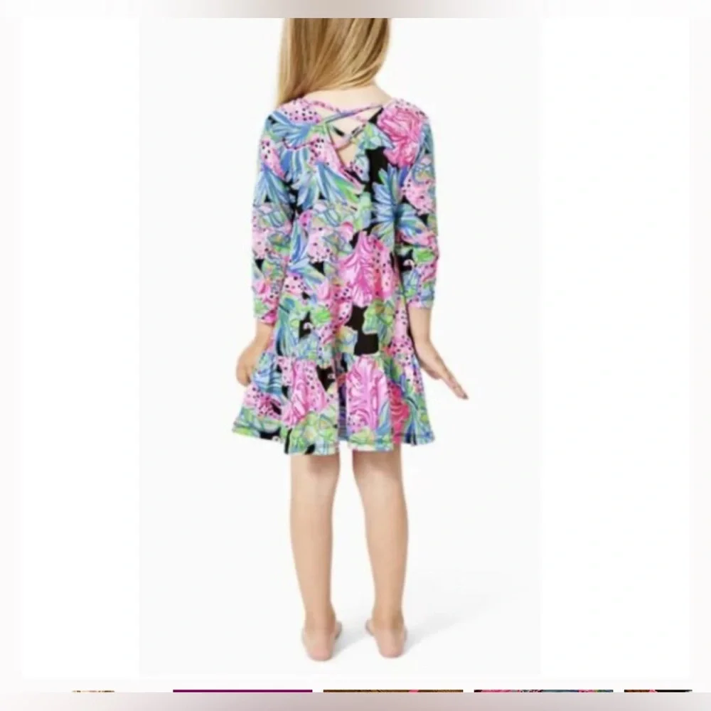 Lilly Pulitzer Girls Jenna Dress in Onyx Jaguar Jungle - Picture 3 of 6